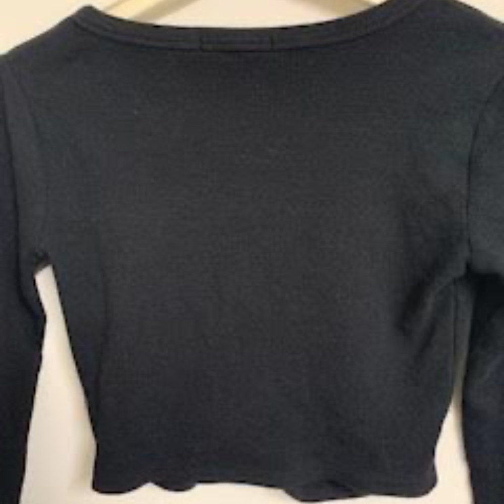 Cropped Black Button Down Sweater - image 4